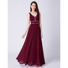 Elegant V-Neck Floor Length Chiffon Evening/ Prom/ Formal Dress