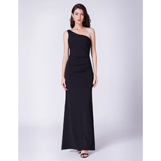 Custom One Shoulder Floor Length Black Evening/ Prom/ Formal Dress
