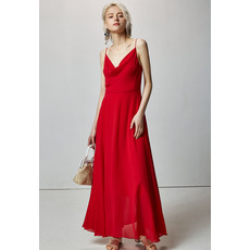 New Style Spaghetti Straps Ankle Length Chiffon Evening Dress