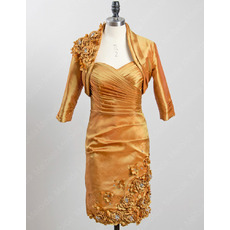 Elegant Column Short Taffeta Mother Dress with Jackets for Wedding