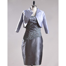 New Style Short Satin Mother Dress with Jackets for Wedding