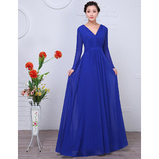 Custom Floor Length Chiffon Mother Wedding Dress with Long Sleeves