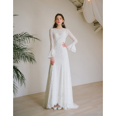 New Style Long Lace Reception Wedding Dresses with Long Sleeves