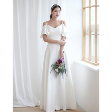 New Sweetheart Long Satin Wedding Dress with Spaghetti Straps