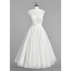 Informal A-Line Sleeveless Knee Length Satin Organza Wedding Dress