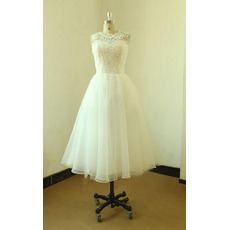 Informal A-Line Knee Length Organza Reception Wedding Dress