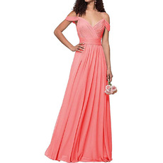 Spaghetti Straps Floor Length Chiffon Bridesmaid Dress