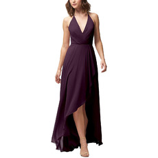 Discount V-Neck Spaghetti Straps High-Low Chiffon Bridesmaid Dress