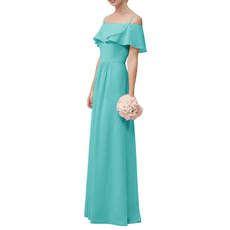 Elegant Spaghetti Straps Floor Length Chiffon Bridesmaid Dress