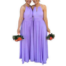 Elegant Halter Floor Length Chiffon Bridesmaid/ Evening Dress