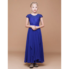 Adorable A-Line Short Sleeves Ankle Length Chiffon Flower Girl Dress