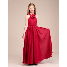 Custom Long Chiffon Junior Bridesmaid Dress