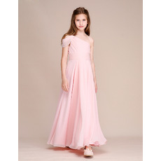 Custom One Shoulder Chiffon Junior Bridesmaid Dress