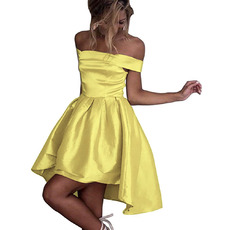 Sexy Off-the-shoulder High-Low Short Satin Homecoming Dress