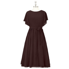 Affordable Short Chiffon Plus Size Mother Dress with Short Sleeves