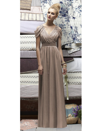 Affordable Sheath V-Neck Long Bridesmaid Dress/ Affordable Sexy Chiffon Maid of Honor Dress