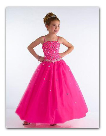 Girls Fuchsia Easter Girls Dress/ Sequin Organza Flower Girl Dress