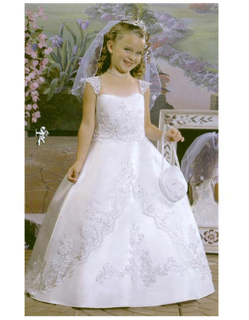 Girls Pretty Classic Princess Ball Gown Long First Communion Dress