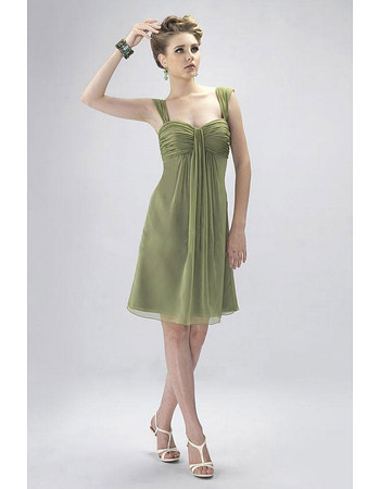 Affordable Empire Knee Length Pleated Chiffon Bridesmaid Dress for Wedding Party