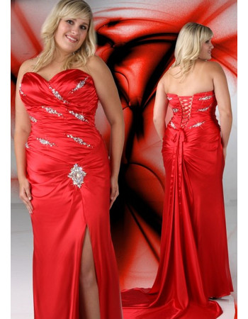 Stunning Sweetheart Court Train Plus Size Split-Front Prom/ Evening Dress