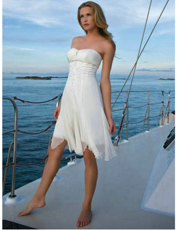 Simple Summer Custom Sweetheart Chiffon Short Beach Wedding Dress