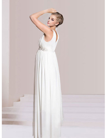 Discount Custom Empire V-Neck Floor Length Chiffon Maternity Wedding Dress