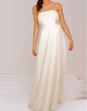 Classic Designer Empire Strapless Floor Length Chiffon Maternity Wedding Dress