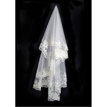 Fashion 1 Layer Elbow with Applique Ivory Wedding Veil