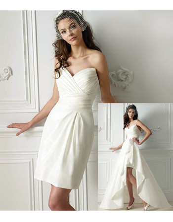 Modern Sheath Sweetheart Mini Reception Wedding Dress/ Chic Petite Bridal Dress with Detachable Trains