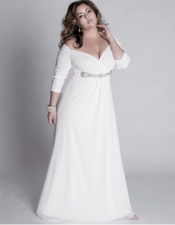 plus size chiffon wedding dresses with sleeves