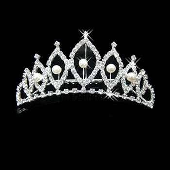 Inexpensive Beautiful Alloy With Pearl Bridal Wedding Tiara