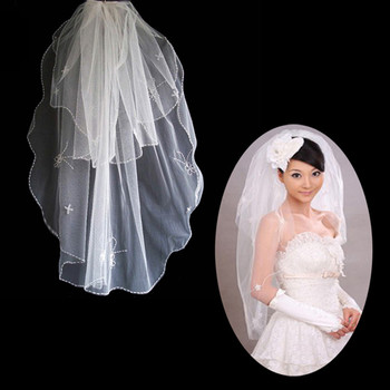 Affordable 2 Layers Tulle Wedding Veil with Applique for Bride