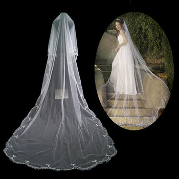 Beautiful 1 Layer Tulle Wedding Veil with Embroidery for Bride