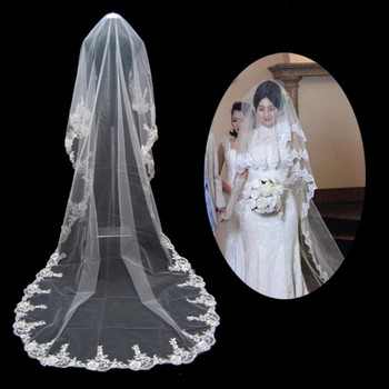Beautiful 1 Layer Tulle Wedding Veil with Embroidery for Bride
