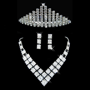 Crystal Earring Necklace Tiara Set Wedding Bridal Jewelry Collection