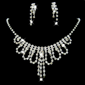 Cheap Crystal Earring Necklace Set Wedding Bridal Jewelry Collection