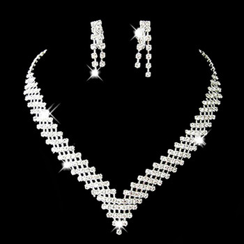 Cheap Crystal Earring Necklace Set Wedding Bridal Jewelry Collection