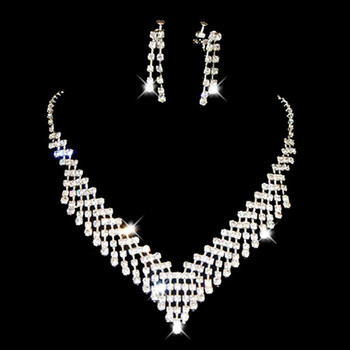 Pretty Crystal Earring Necklace Set Wedding Bridal Jewelry Collection