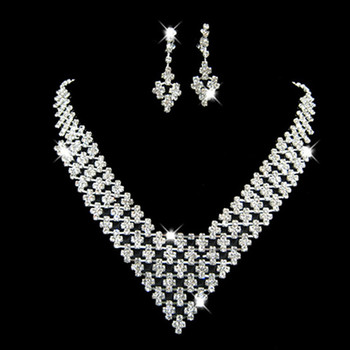 Pretty Crystal Earring Necklace Set Wedding Bridal Jewelry Collection