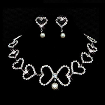 Crystal and Pearl Earring Necklace Set Wedding Bridal Jewelry Collection