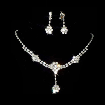 Cheap Crystal Earring Necklace Set Wedding Bridal Jewelry Collection