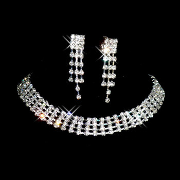 Cheap Crystal Earring Necklace Set Wedding Bridal Jewelry Collection