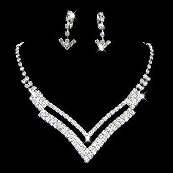 Cheap Crystal Earring Necklace Set Wedding Bridal Jewelry Collection