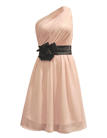 Simple A-Line One Shoulder Short Chiffon Bridesmaid Dress for Summer ...