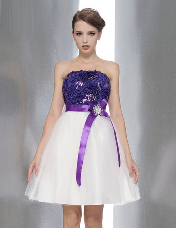 Amazing A-Line Strapless Mini Bridesmaid Dress with Belt