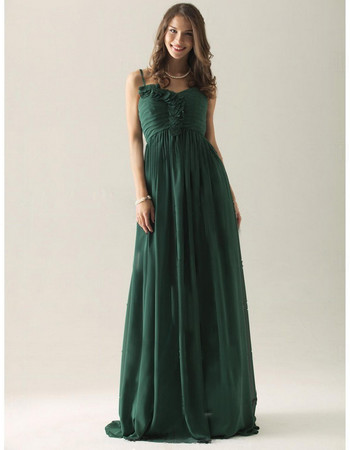 Modern A-Line Spaghetti Straps Floor Length Chiffon Bridesmaid Dress