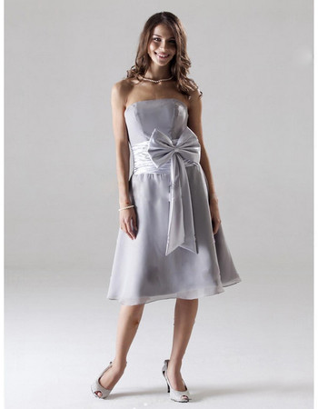 Modern A-Line Strapless Knee Length Chiffon Bridesmaid Dress