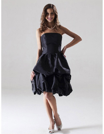 Designer A-Line Strapless Knee Length Taffeta Bridesmaid Dress