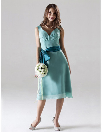 Vintage A-Line Sweetheart Knee Length Chiffon Bridesmaid Dress