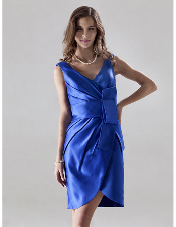 Women's Sheath V-Neck Knee Length Satin Bridesmaid Dress with Jacket